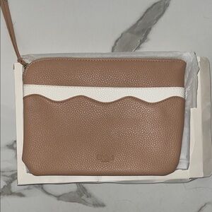 Chloe Tan and Cream Leather Wristlet